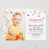 Leuke verjaardagsfeestje UITNODIGEN roze gouden sp Kaart (Voorkant / Achterkant)