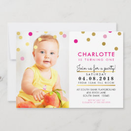 Leuke verjaardagsfeestje UITNODIGEN roze gouden sp Kaart