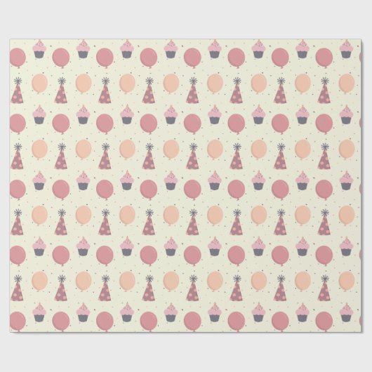 Leuke verjaardagsfeestjes dingen in gedempte tonen cadeaupapier (Vlak)