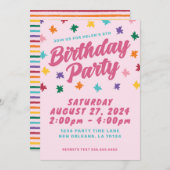 Leuke verjaardagsfeestuitnodiging kaart (Voorkant / Achterkant)