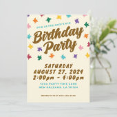 Leuke verjaardagsfeestuitnodiging kaart (Staand voorkant)