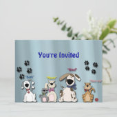 Leuke verjaardagsfeestuitnodiging/ Katten & Honden Kaart (Staand voorkant)