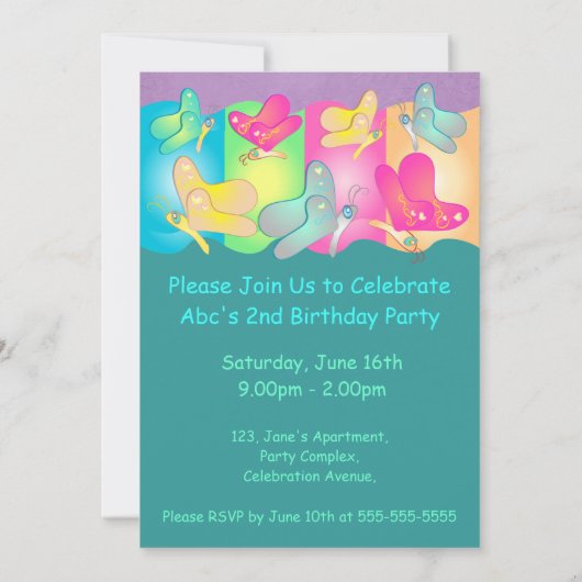 Leuke verjaardagsfoto-uitnodiging met levendige kl kaart (Achterkant)