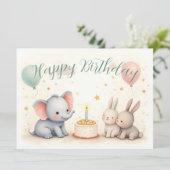 Leuke verjaardagsgroet met dierenvrienden (Staand voorkant)