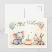 Leuke verjaardagsgroet met dierenvrienden feestdagenkaart (Voorkant / Achterkant)