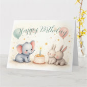 Leuke verjaardagsgroet met dierenvrienden kaart (Gele Bloem)