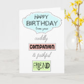 Leuke verjaardagsgroeten van de hond kat aan ieder kaart (Gele Bloem)