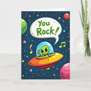 Leuke verjaardagskaart met kosmische alien kaart
