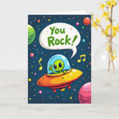 Leuke verjaardagskaart met kosmische alien kaart (Gele Bloem)