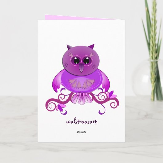 Leuke verjaardagskaart met uil en tekst kaart (Achterkant)