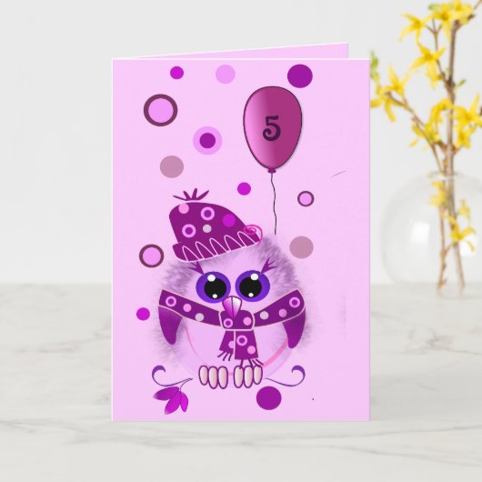 Leuke verjaardagskaart met uil en tekst kaart (Gele Bloem)