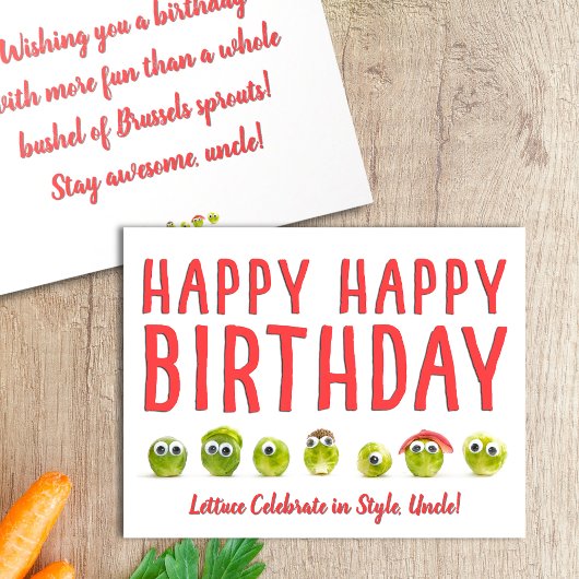 Leuke verjaardagskaart oom eten grappige woordspel kaart