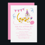 Leuke Verjaardagskat Kids Verjaardagsfeestje Kaart<br><div class="desc">Leuke, kat-thema verjaardagsfeestuitnodigingen voor kinderen met een leuke feestscène met een oranje en witte kat die een feestkat draagt, roze en blauw pet, wimpels, ijs en een bolletje garen. De uitnodiging bevat de zin "Are you kitten me?" in handgeschreven roze letters. Personaliseer de uitnodiging van het kittenverjaardagsfeestje met de naam,...</div>