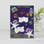 Leuke Verjaardagsruimte Astronaut Cartoon Kaart (Staand voorkant)