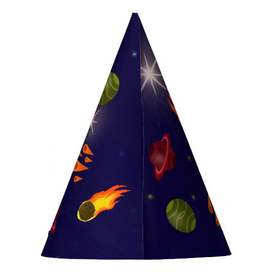 Leuke Verjaardagsruimte Astronaut Cartoon Party Pe Feesthoedjes (Achterkant)