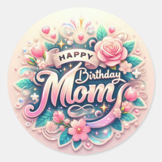 Leuke verjaardagssticker voor mama ronde sticker