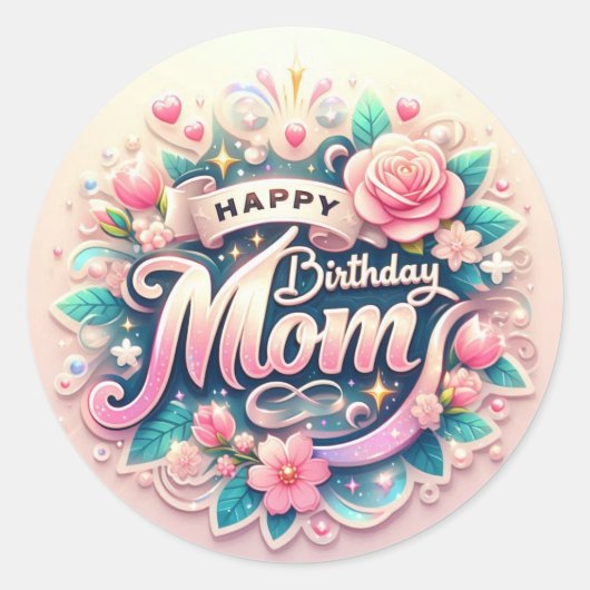 Leuke verjaardagssticker voor mama ronde sticker (Voorkant)
