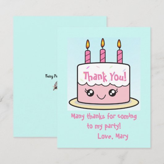 Leuke verjaardagstaart dank je wel kaart (Voorkant / Achterkant)