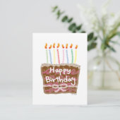 Leuke verjaardagstaart met kleurrijke kaarsen briefkaart (Staand voorkant)