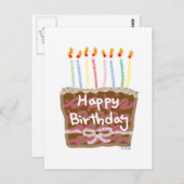 Leuke verjaardagstaart met kleurrijke kaarsen briefkaart (Voorkant / Achterkant)