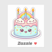 Leuke verjaardagstaart met regenboog sticker (Vel)