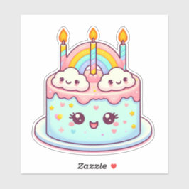 Leuke verjaardagstaart met regenboog sticker