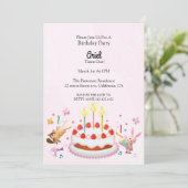 Leuke verjaardagstaart verjaardag uitnodiging (Staand voorkant)