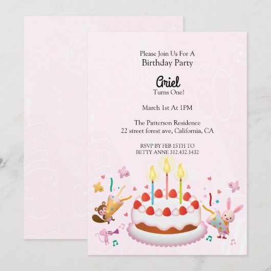 Leuke verjaardagstaart verjaardag uitnodiging (Voorkant / Achterkant)