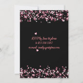 Leuke verjaardagsuitnodiging roze op zwart bewerkb kaart (Achterkant)