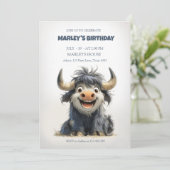 Leuke verjaardagsuitnodigingen met thema-illustrat kaart (Staand voorkant)