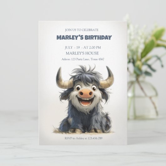 Leuke verjaardagsuitnodigingen met thema-illustrat kaart (Staand voorkant)