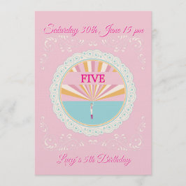Leuke verjaardagsuitnodigingskaart, roze RSVP Kaart
