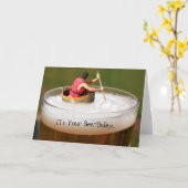 Leuke verjaardagsverjaardag bierdrinker wenskaart kaart (Gele Bloem)