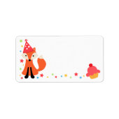 Leuke verjaardagsvos, cupcake en sterren blank etiket (Voorkant)
