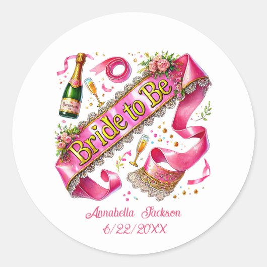 Leuke verlovingsfeest Bruid voeg naam toe  Ronde Sticker (Voorkant)