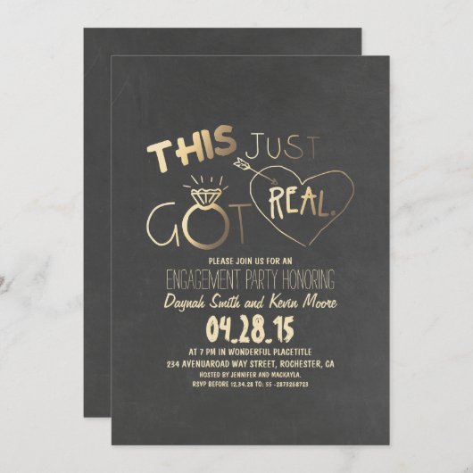 Leuke verlovingsfeestuitnodiging Dit is net echt g Kaart (Voorkant / Achterkant)