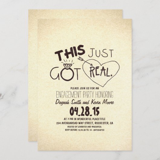 Leuke verlovingsfeestuitnodiging Dit is net echt g Kaart (Voorkant / Achterkant)