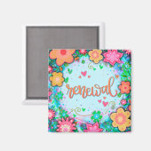 Leuke Vernieuwing Blauw Bloemen Moderne Inspirivit Magneet (Voorkant / Achterkant)