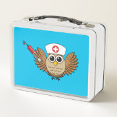 Leuke Verpleegkundige Uil met Spuit Cartoon (Achterkant)