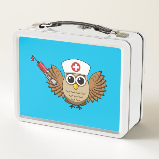 Leuke Verpleegkundige Uil met Spuit Cartoon (Achterkant)