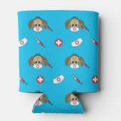 Leuke Verpleegkundige Uil met Spuit Cartoon Blikjeskoeler (Achterkant)