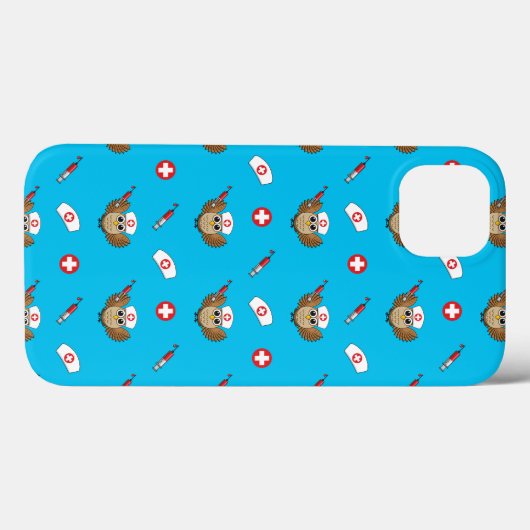 Leuke Verpleegkundige Uil met Spuit Cartoon Case-Mate iPhone Case (Achterkant (horizontaal))