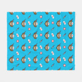 Leuke Verpleegkundige Uil met Spuit Cartoon Fleece Deken (Voorkant (Horizontaal))