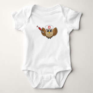 Leuke Verpleegkundige Uil met Spuit Cartoon Romper