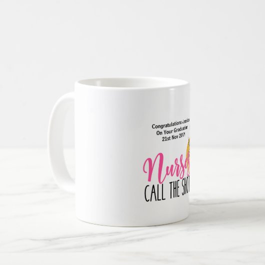 Leuke verpleegster AFSTUDEER Beker VERPLEEGKUNDIGE Koffiemok (Voorkant links)