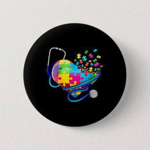 Leuke Verpleegster Autisme Puzzel Stethoscoop Hart Ronde Button 5,7 Cm