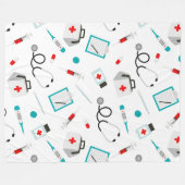 Leuke Verpleegster Medisch patroon betegelde fleec Fleece Deken (Voorkant (Horizontaal))