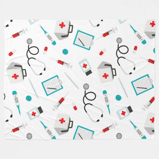 Leuke Verpleegster Medisch patroon betegelde fleec Fleece Deken (Voorkant (Horizontaal))