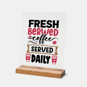 Leuke vers gebrouwen koffie woordkunst acryl bord