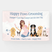 Leuke Verwende Huisdier Hond Kapper Professionele Spandoek (Horizontaal)